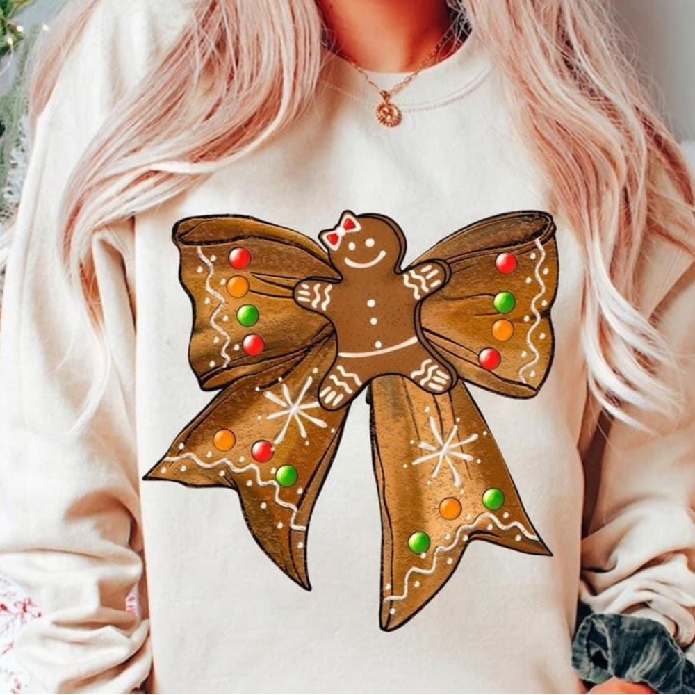 NEW CUSTOM GINGERBREAD BOW SWEATSHIRT